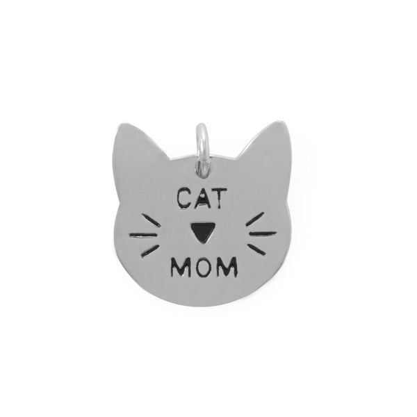 Sterling Silver Mommy Cat Charm with Heart cutout