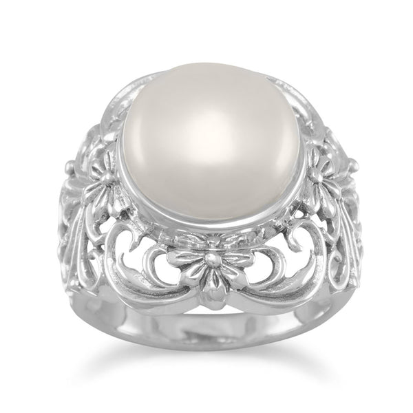 Demetrios 925 Pave Pearl Ring outlet Size 7.5