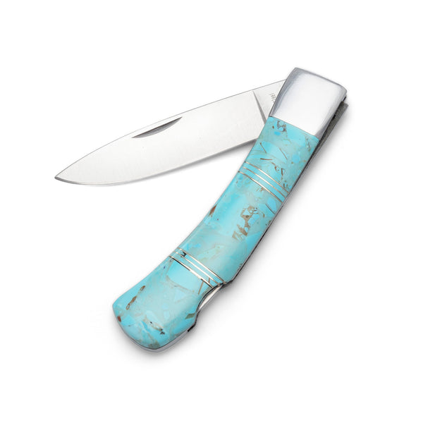 Turquoise Inlay Pocket Buck Knife - Malouf on the Plaza