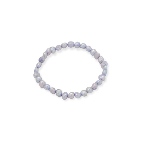 Periwinkle Blue Cultured Freshwater Pearl Stretch Bracelet