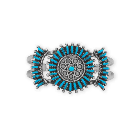 Handmade Oxidized Sunburst Turquoise Cuff Bracelet