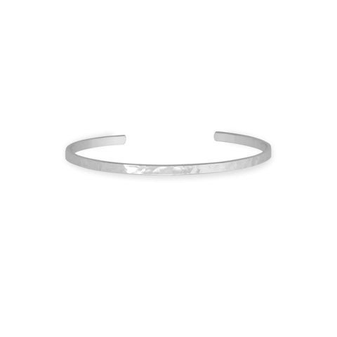 3.2mm Hammered Silver Cuff Bracelet