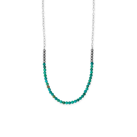 18" Oxidized Bead and Turquoise Necklace