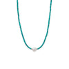 17.5" Turquoise and Cultured Freshwater Coin Pearl Necklace