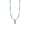 18" Turquoise Heishi, Oxidized Bead and Squash Blossom Necklace