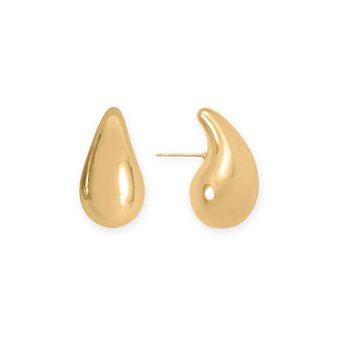 14 Karat Gold Plated Hollow Raindrop Earrings