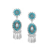 Handmade Oxidized Turquoise Sunburst Drop Earrings