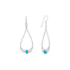 Cultured Freshwater Pearl and Turquoise Liquid Silver Pear Outline Earrings