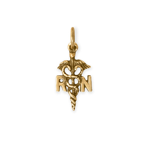 Silver or Gold Registered Nurse Caduceus Charm