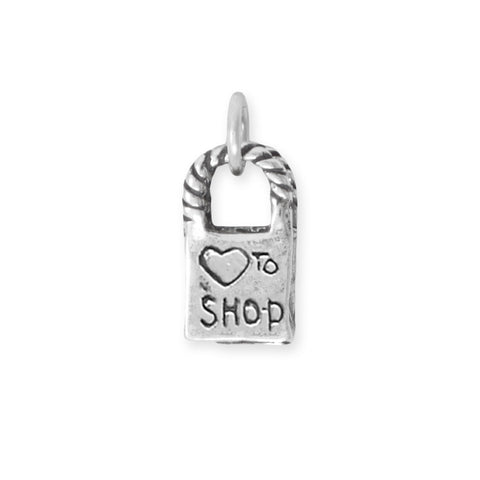 Oxidized 3D "Love to Shop" Reversible Bag Charm