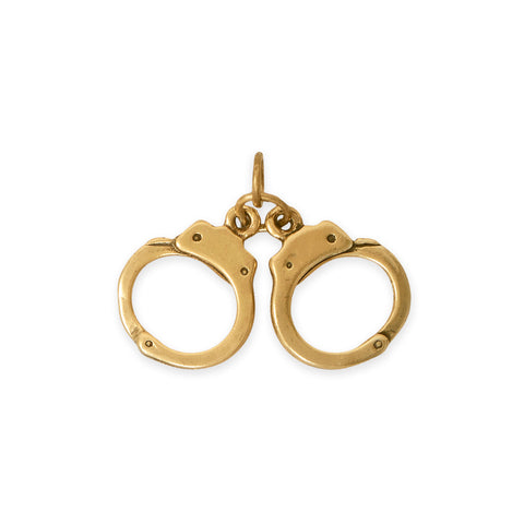 Silver or Gold 3D Pair of Handcuffs Charm