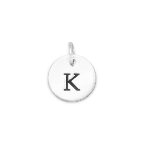 Oxidized Round Initial Charm (A-Z)