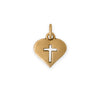 Silver or Gold Cross Cutout Heart Charm