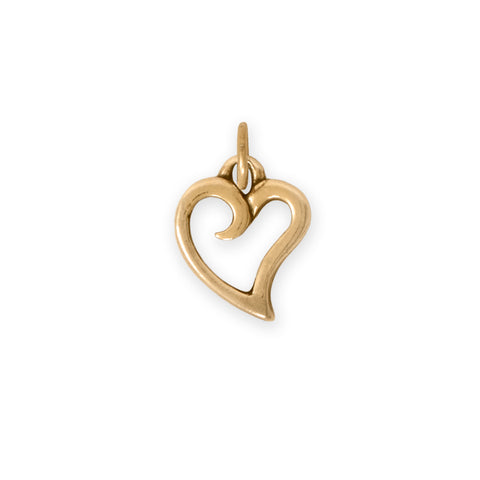 Silver or Gold Stylized Heart Outline Charm