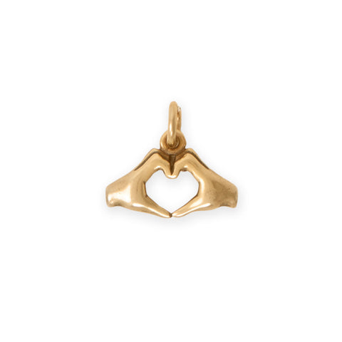 Silver or Gold 3D Heart Hands Charm