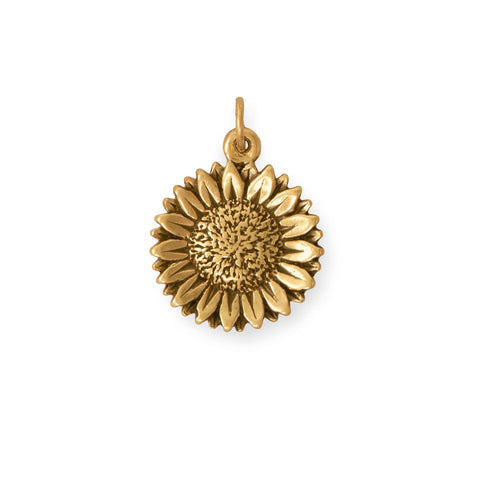 Silver or Gold 2D Sunflower Charm