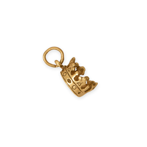 Silver or Gold 3D Crown Charm