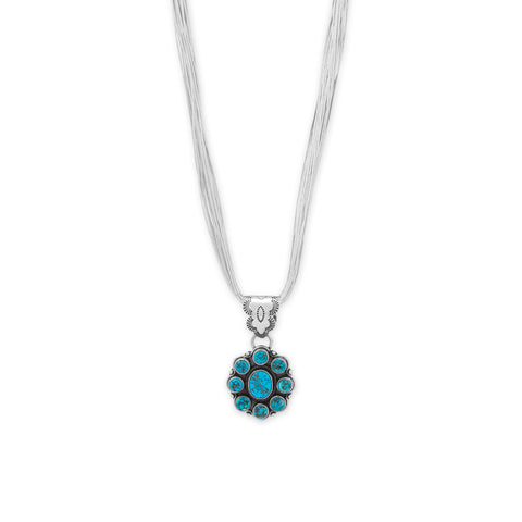 Handmade Oxidized Turquoise Flower Design Pendant