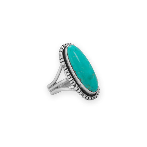 Oval Turquoise with Oxidized Edge Ring