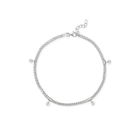 Double Strand 4mm CZ Charm Anklet