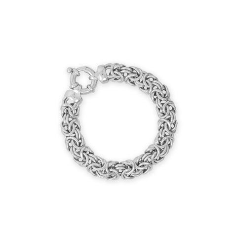 7" Rhodium Plated Oval Byzantine Bracelet