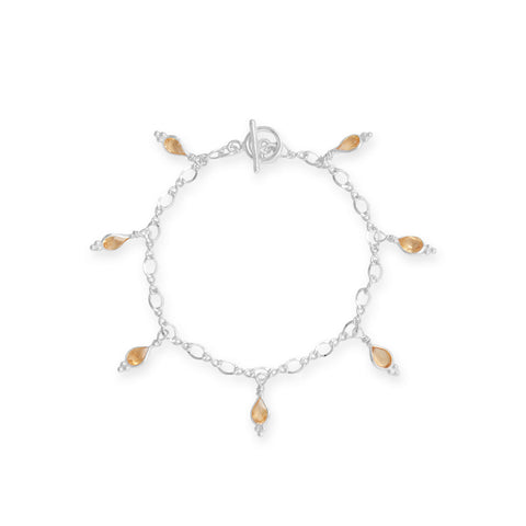 7" Citrine Charm Toggle Bracelet