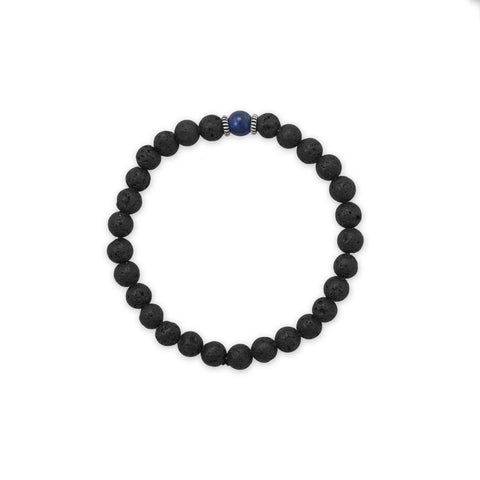 Lapis and Lava Bead Stretch Bracelet