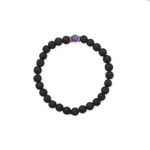 Amethyst and Lava Bead Stretch Bracelet