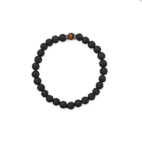 Tiger's Eye and Lava Bead Stretch Bracelet