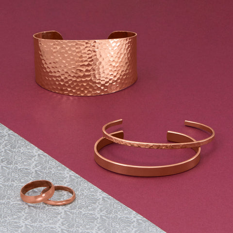 Wide Tapered Hammered Solid Copper Statement Cuff Bracelet