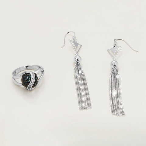 Dinner Date Delights! Rhodium Plated Jewelry Duo