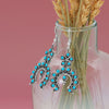 Handmade Oxidized Turquoise Flower and Horseshoe Drop Earrings