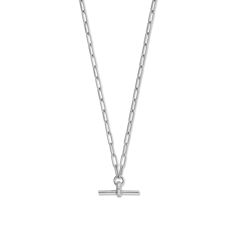Sterling Silver Heart T-Bar Pendant Necklace | H.Samuel