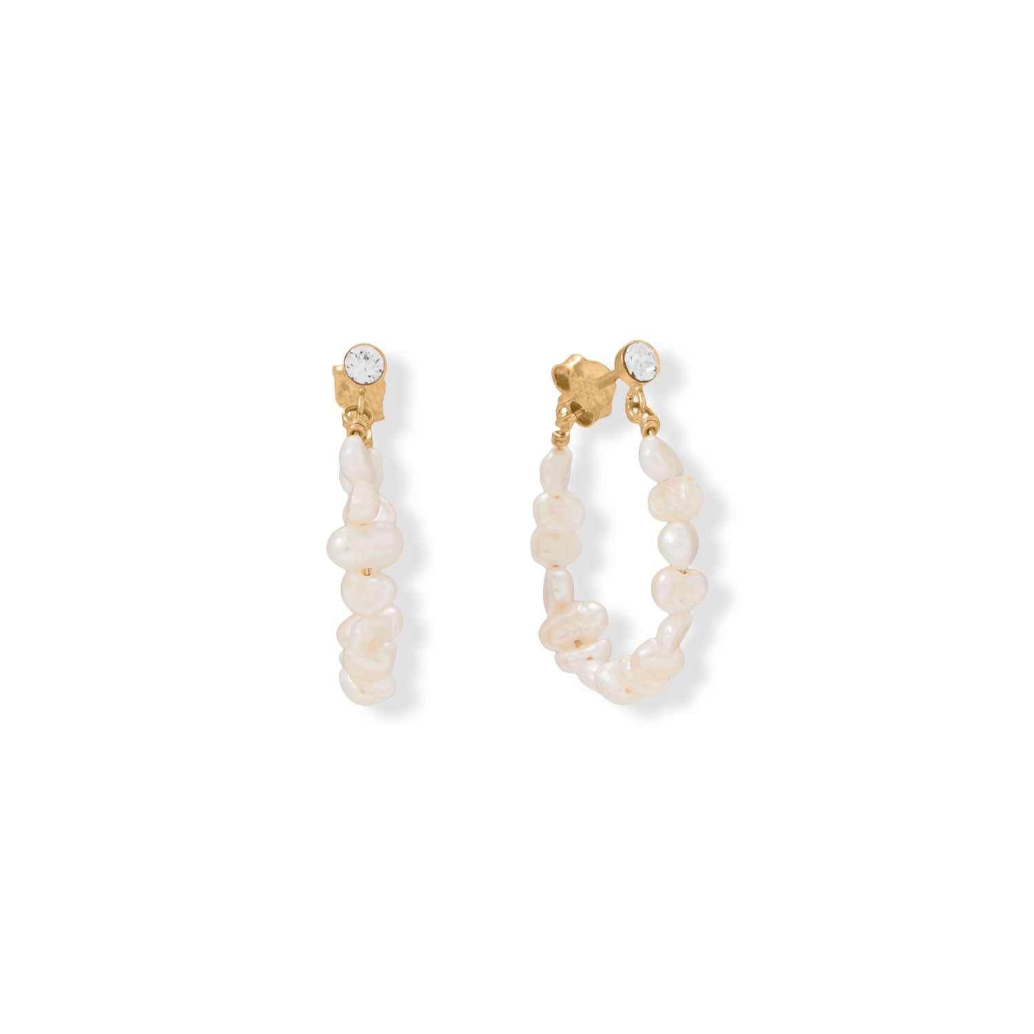 White Freshwater M&M Pearl on Endless Hoops Earrings