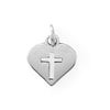 Silver or Gold Cross Cutout Heart Charm