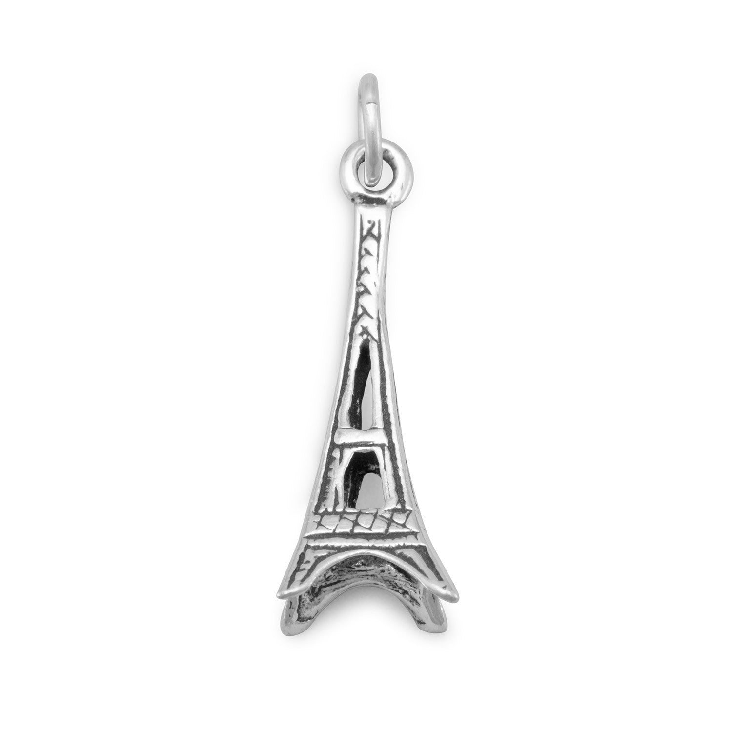 Eiffel Tower Charm Bracelet, Glass Bead Charms, Sterling Silver