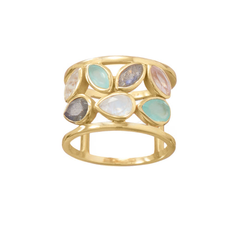 Gold Multi Gemstone Five Stone ZigZag Ring – Boylerpf